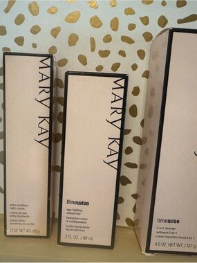 Mary Kay Timewise Skincare Set in Beige and Black CLEANSER MOISTURIZER AND CREAM